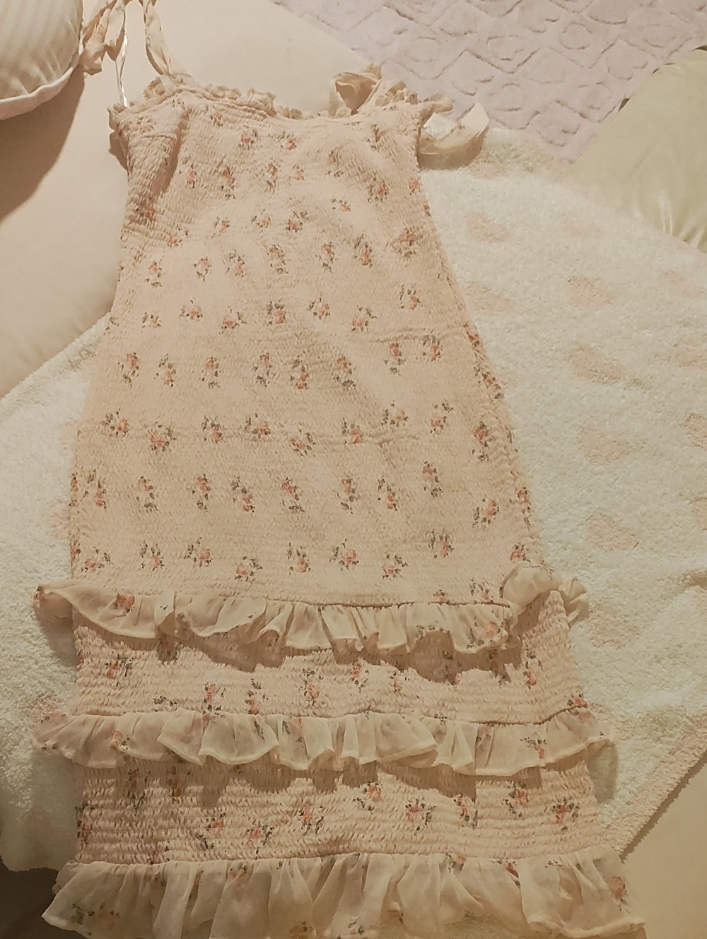 Abercrombie & Fitch Cream-Pink Floral Ruffle Nightgown - Kids Pajamas